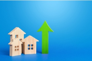 Rise in housing demand is shown by a green arrow