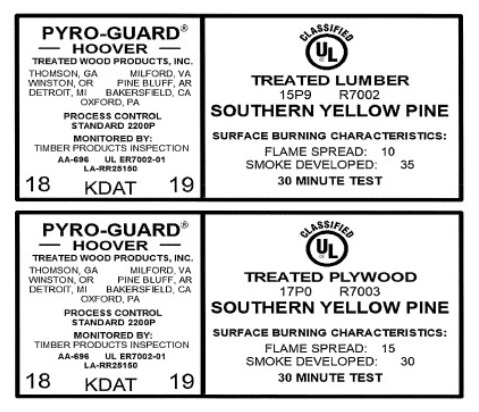 Northern VA Fire-Retardant Wood Label